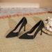 Stiletto Heel Pointed Toe Combination Stitched Edge High Heels For Women Suede Solid Color Large Wide 41 42 43 Small_vogvips.com
