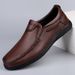 Euro Step 2025 Top Layer Cowhide Men's Loafers Soft Leather Breathable Middle-aged Casual Slip-on Work Shoes_vogvips.com