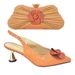 Vintage pointed high-heeled sandals with dinner clutch set Solid color shoe set for party_vogvips.com