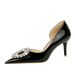 638-AK29 European And American Style Party Shoes, High Heel, Stiletto, Shallow Mouth, Pointed Toe, Patent Leather, Side_vogvips.com