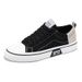 Men’s Beige Low-Top Canvas Sneakers, Lace-Up, White Thick Sole, Casual Street Walking Shoes_vogvips.com