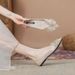 Flat Women's Summer Bow, Pointed Rhinestone, Fairy Style Dress, Wedding Bride's Shoes, Soft Soled Single Shoes_vogvips.com