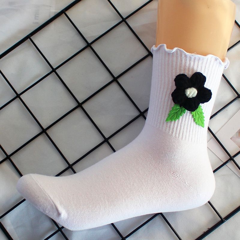 Socks New Wool Flower Women's Socks Autumn And Winter Casual Cotton Socks Warm Mid Tube Socks Women's Wood Ear Socks Trend_vogvips.com