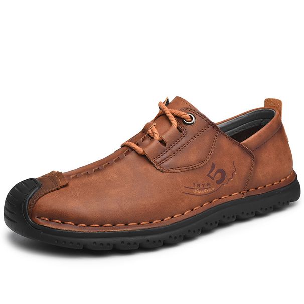 Euro Step Casual Leather For Men 2025 New Soft Sole Non-Slip Loafers Slip-On Large Size Men's Shoes 464748_vogvips.com