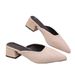 Plus Size Pointed Toe Mid Heel Slippers Spring Fashion Chunky Heel Closed Toe Women's Shoes_vogvips.com