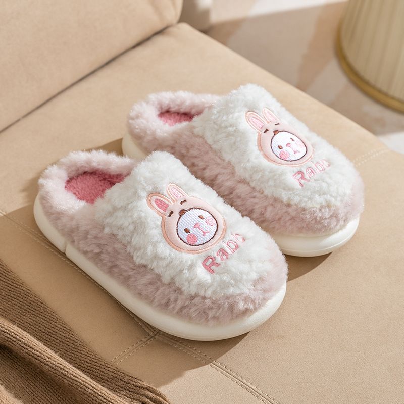 MTX Autumn Winter Couples Parent-Child Indoor Non-Slip Warm Men's And Women's Maternity Home Furry Cotton Slippers_vogvips.com