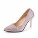 2024 Korean Version Summer Glitter Solid Color European And American Comfortable High-heeled Pointed Toe Stiletto,_vogvips.com