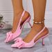 Summer Stiletto Heels Women's Open Back Pointed Toe Mid Heel PU Leather Formal Dress Shoes For Business Casual Evening Wear_vogvips.com