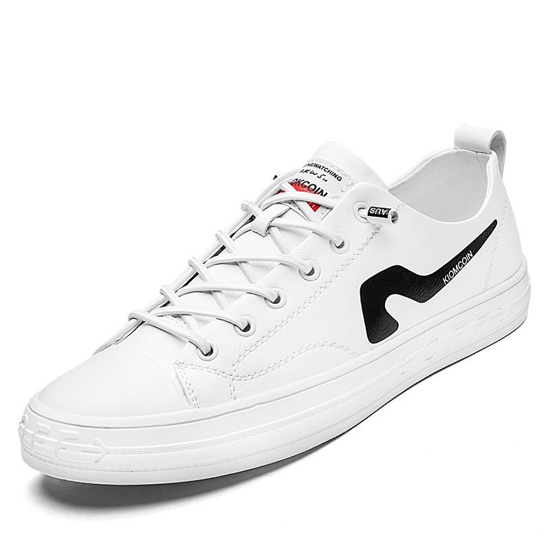 Men's Shoes Little White Shoes Flat Skateboard Shoes Men's Casual Student Microfiber Leather Surface_vogvips.com