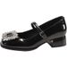 French Thick Heel Square Head Mary Jane Small Leather Shoes Women's Rhinestone Square Buckle Light Mouth Color Matching Shoes_vogvips.com