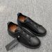 New Style Z Brand No-Tie Men's Sneakers Genuine Leather Low-Top White Lazy Elastic Band Slip-On Driving Shoes_vogvips.com
