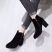 2023 Women's Short Spring And Single Boots High Thick Heels Cotton Winter Black Shoes Autumn_vogvips.com