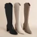Plus Size 34-43 New Women Boots Zipper Thick High Heels Simple Thick High Heels Autumn Winter Boots Knee High Botas_vogvips.com