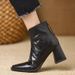 Women's Plus Size High Heeled Fashion Boots Back Zipper Chunky Heel Retro Square Toe Slim Ankle Autumn New Style_vogvips.com