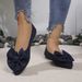 New Plus Size Women's Fly Woven, One Foot Butterfly Bow Casual Breathable Knitted Slimming Pointed Flat Sole Shoes_vogvips.com