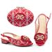 Women's low heeled sandals with evening bag matching drill button_vogvips.com
