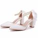 Women’s Shoes 7cm thick heel pointed toe sandals strappy shallow mouth women's sandals white beaded wedding bridal high heels large size shoes_vogvips.com
