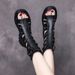 DRKANOL Brand 2026 Open Toe Genuine Leather Back Zipper Wedges Platform Gladiator Sandals Women Summer Cool Boots_vogvips.com