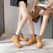 European Warm Series Women's Yellow Men's Thick-Soled Big-Toe Couple's Shoes Single Cotton Same Martin Boots British Style Leather Surface_vogvips.com