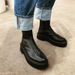 ShoeVault Liu Wen 2025 Autumn Front Zipper Genuine Leather Thick Sole Martin British Style Platform Height Increasing Short Boots_vogvips.com
