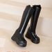 Petite Princess Patent Slim Thick Sole Hidden Heel 11cm Over-the-Knee Women's Long Versatile Boots_vogvips.com