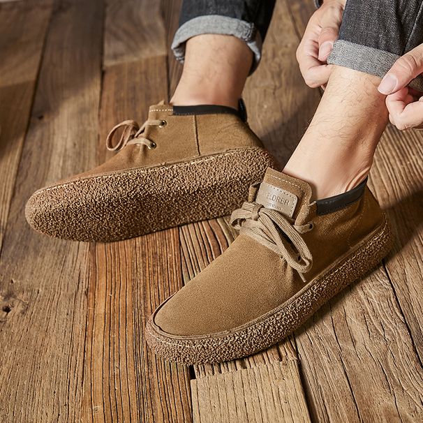 European Warm Series High-Top Personality Martin Boots New Chinese Style Men's Casual Shoes Trendy Thick-Soled Lace-Up Genuine Leather_vogvips.com