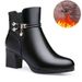 Mom Cotton Autumn Winter Middle-aged Soft Sole Wedge Leather Fleece-lined Warm Short Boots Versatile Large Size Women's_vogvips.com