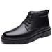 European Warm Series Winter New Cowhide Workwear High-top Slip-on Chunky Mid-calf Thick-soled Mid-heel Martin Boots With Fleece Lining For_vogvips.com