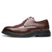 Euro Step Spring And Autumn New Pointed Toe British Style Lace-up Leather Brogue Carved Business Casual Formal Men's Shoes_vogvips.com