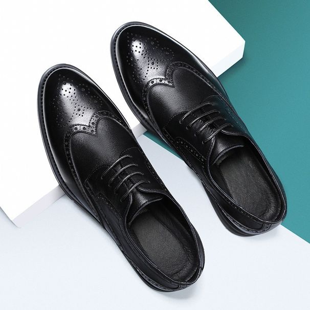 Men's Brogue Oxford Shoes - Classic British Style Formal Dress Shoes For Business & Wedding - Breathable & Comfortable (Black/Brown)_vogvips.com