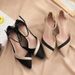 Women's Fairy-Style Chunky Heel Sandals 2026 New Spring/Summer Versatile Color-Block Pointed Toe Mid-Heel Fashionable_vogvips.com