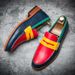 Euro Step Brogue Carved British Style Color-Block Leather Baroque Height-Increasing Contrast Wedding Groomsman Men's Shoes_vogvips.com