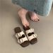 Fashion Outdoor 2025 Summer Korean Style Soft Sole Women's Shoes Comfortable Flat Versatile Color Block Non-Slip Slide_vogvips.com