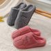 Women's Cotton Indoor Home Warm Non-Slip Thick Sole Couple Furry Slippers Men's Autumn Winter_vogvips.com