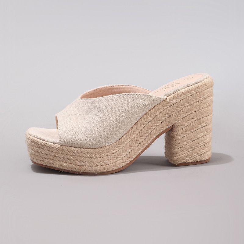 Women’s Shoes Rope Wedge Thick Soled Sandals For Women Suede One Strap Summer Waterproof Platform High Heels_vogvips.com