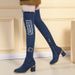 Denim Over-the-Knee Hollow Out Slimming Sexy Chunky Heel Long For Women, High Tube Boots_vogvips.com
