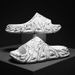 One Line Fish Mouth Graffiti Fashion Shit Stepping Feeling Outdoor Two Wear Slippers Men's Shoes Summer_vogvips.com