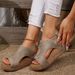 Summer Women's Wide Width Gladiator Sandals - Vintage Platform Wedge Peep-Toe Slides With Comfort Arch Support_vogvips.com