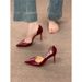 French Retro Elegant Red Pointed Toe Pumps Sexy Side Cutout Patent Leather High Heels_vogvips.com
