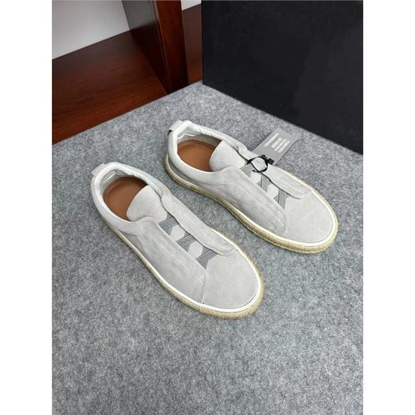 Wu Lei Style Men's Fisherman No-Tie Straw Sole Slip-On Elastic Casual Driving Shoes_vogvips.com