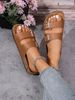 Women's Teen Mules New Spring And Summer Vintage Casual Slip-On Shoes Pu Upper Double Strap Half-Slip Flat Sandals With Adjustable Buckle_vogvips.com