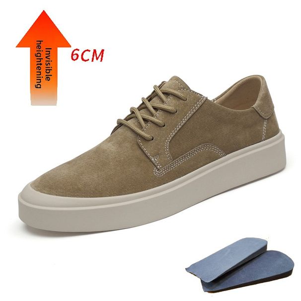 Frosted Pig Eight Leather Men's Casual Suede Men's Shoes Low-top Lace-up Round Head Inner Height-increasing Shallow Mouth Board Shoes_vogvips.com