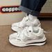 Chunky Sneakers Breathable Mesh Waffle Shoes Forrest Gump Style Couple's White Sports Casual Round Toe Women's Footwear_vogvips.com