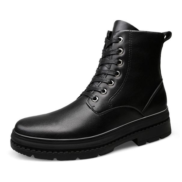 Men's Fur Boots Tooling Shoes Outdoor Martin Boots Mid-top Leather Boots Non-slip Casual Men's Shoes_vogvips.com