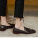 Round Head Tassel Black Soft Bottom Bean Shoes Thick Heel Low Heel Shoes Women's Casual Loafers Ladies Shoes_vogvips.com