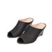Elegant Black Glitter Material Wedge Women, French-style Peep-toe Foreign Trade High-heeled Shoes, Commuter Stylish_vogvips.com