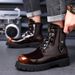 European Warm Series Genuine Leather Martin Men High British Style Ins Mid Top Trendy Work Motorcycle Boots Breathable Men's Shoes_vogvips.com