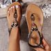 Cross-Border Plus Size Women's Shoes 2024 Summer European And American Style Wooden Bead Buckle Clip-Toe Retro Color_vogvips.com