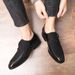 Leather Men's European Business Formal Casual Shoes, Frosted Men's British Korean Style, Pointed Oversized Shoes , Style,_vogvips.com