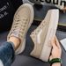 Men's Platform Corduroy Sneakers Breathable Non Slip Lace Up Casual Skate Shoes_vogvips.com